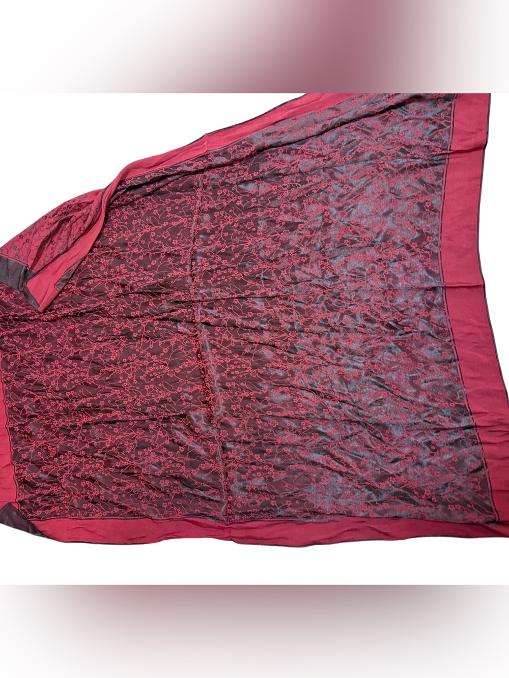Women's red silk large wrap scarf  Burgundy 40x40”